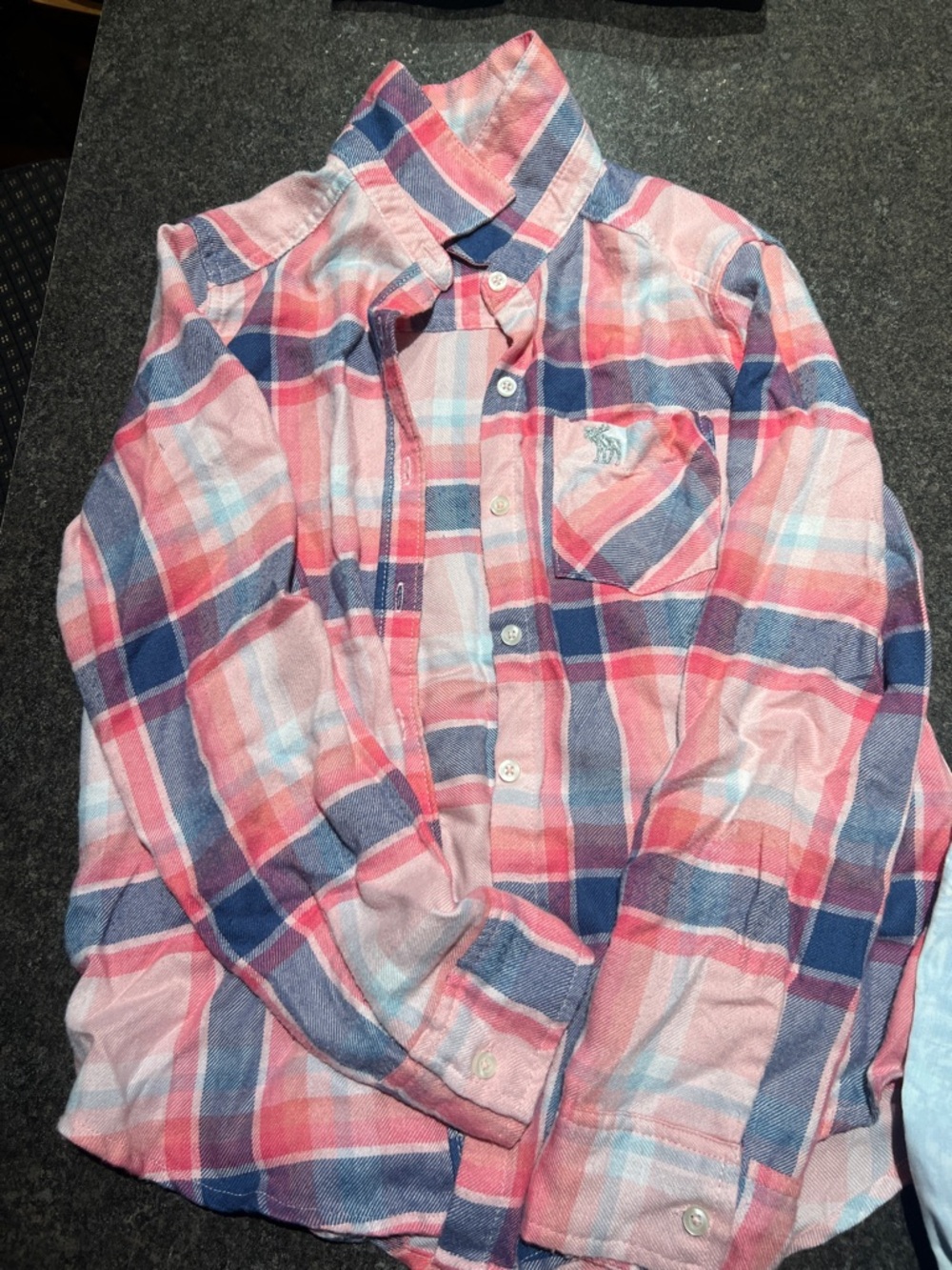 abercrombie kids Pink and Blue Plaid Button-Down Shirt